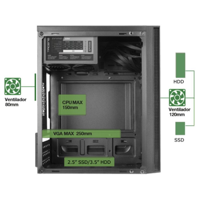 Tacens Anima AC5500 Caja MicroATX con Fuente 500W Negro Tacens Anima AC5500 Caja MicroATX con Fuente 500W Negro